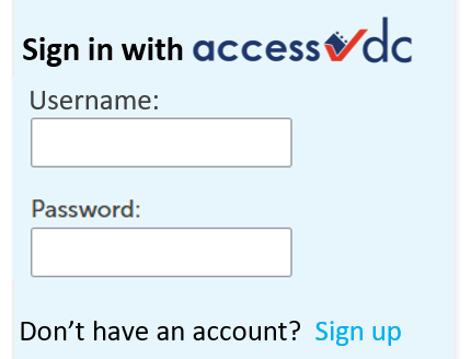 AccessDC login screen