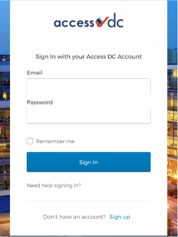 Access DC login screen image